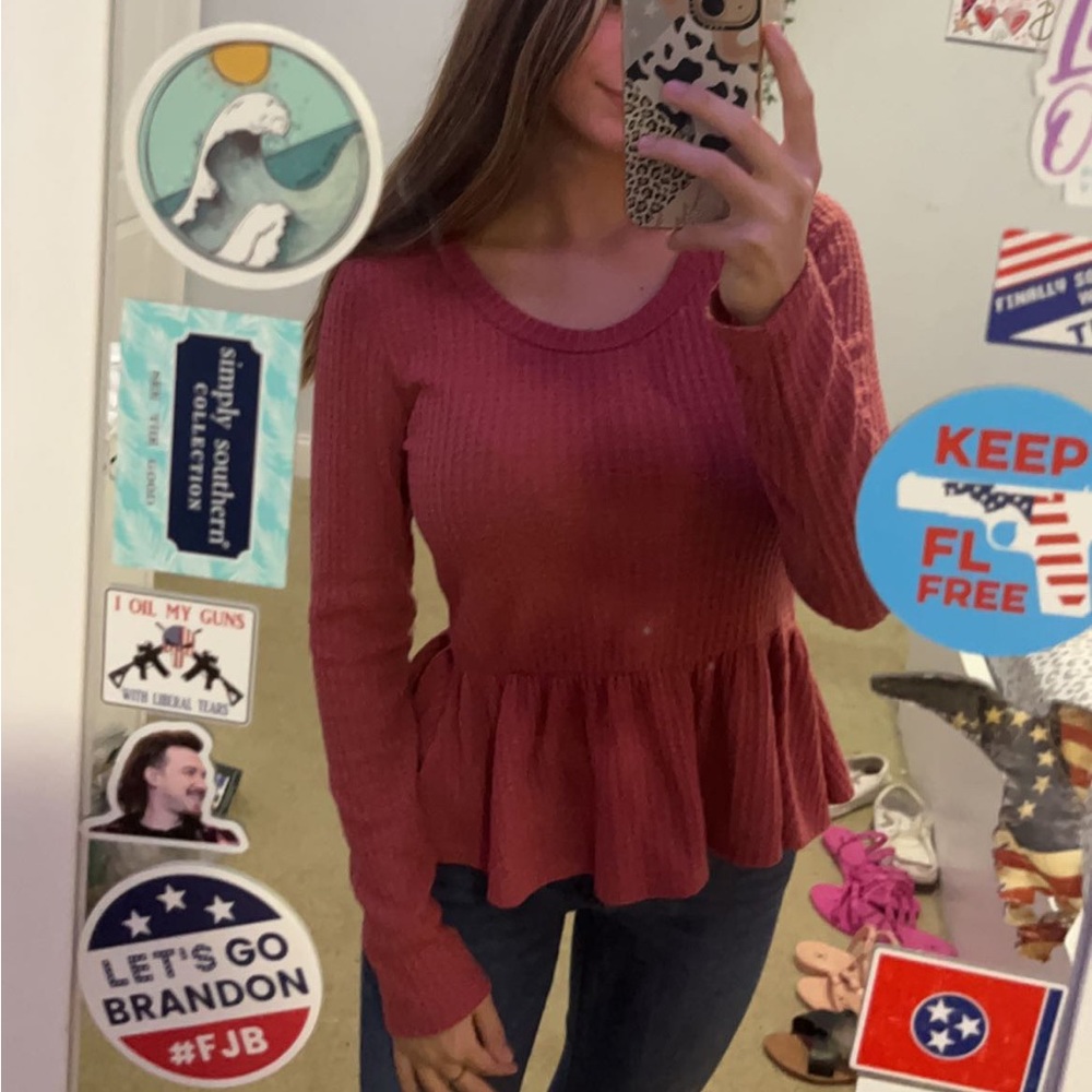 Baby Doll pink/maroon top size S could fit XS
